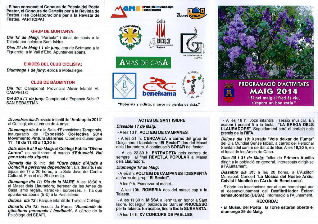 PROGRAMACIÓN ACTIVIDADES MES DE MAYO 