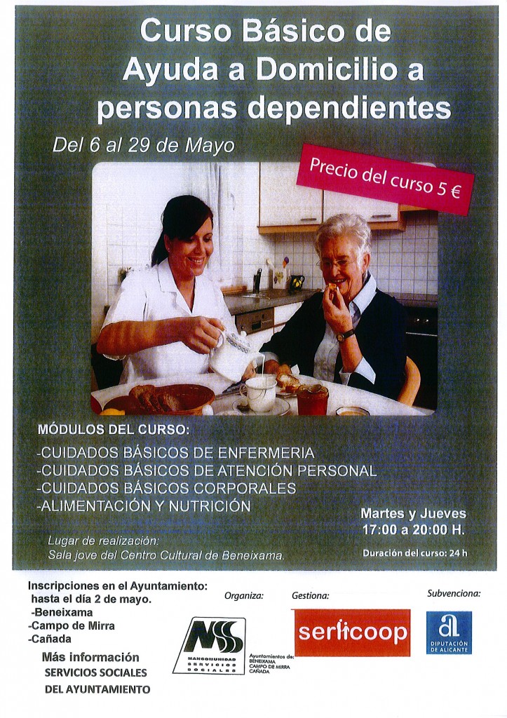 Cartel Curso Básico de Ayuda a Domicilio a personas dependientes