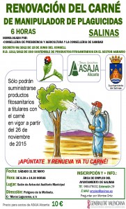 Cartel curso de renovación de carné de manipulador de plaguicidas en Salinas