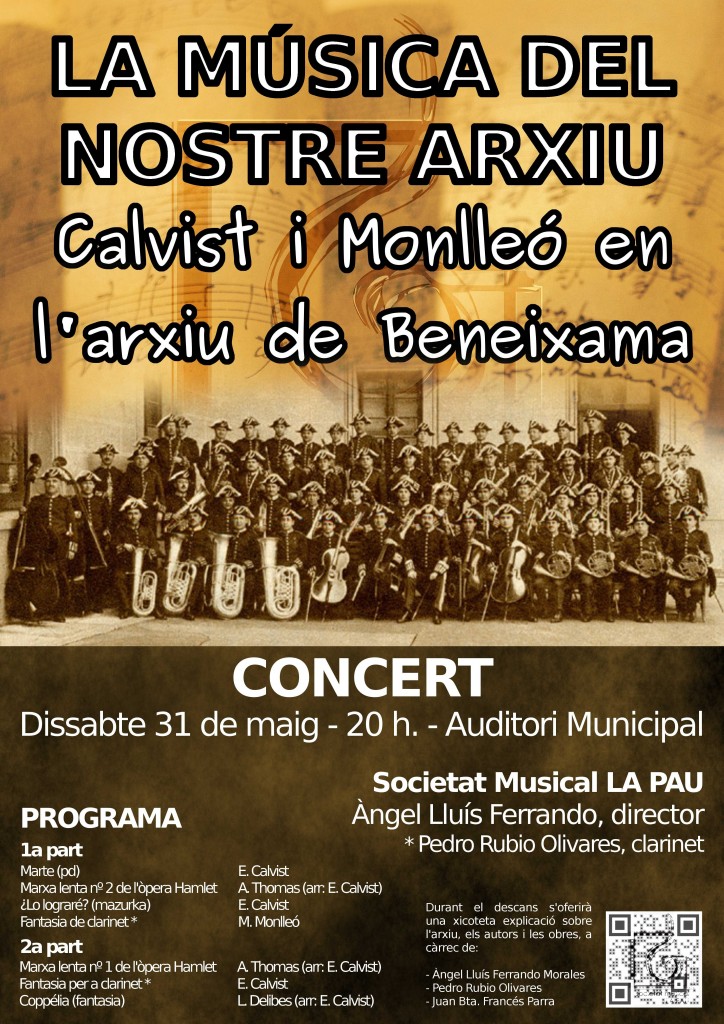 Cartel Concierto "La música del nostre arxiu" 