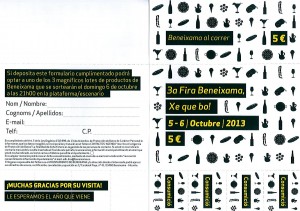 Tiquet consumición III Fira Beneixama Xe Que Bo