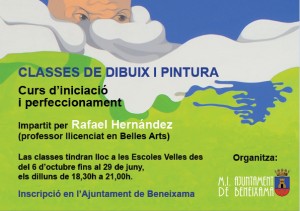 Cartel anunciador clases de iniciación y perfecionamiento de Dibujo y Pintura