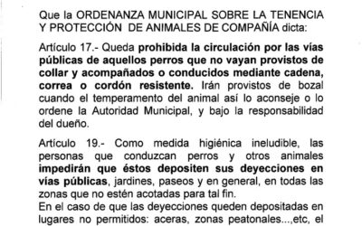 Bando Informativo sobre la Tenencia y Protección de Animales de Compañía