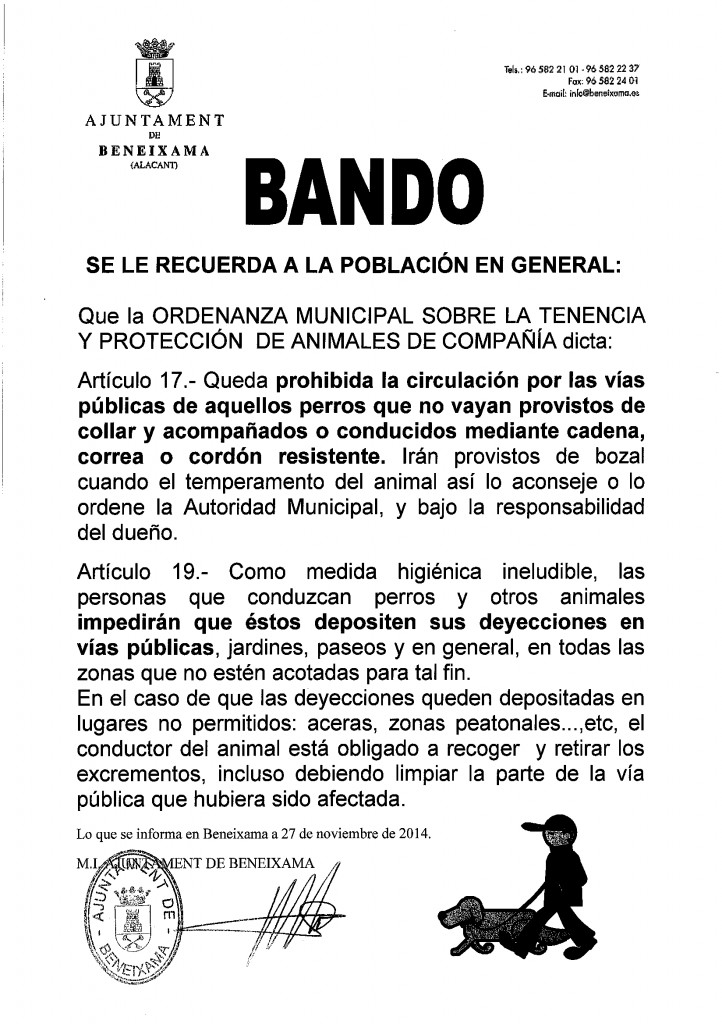 bando tenencia animales