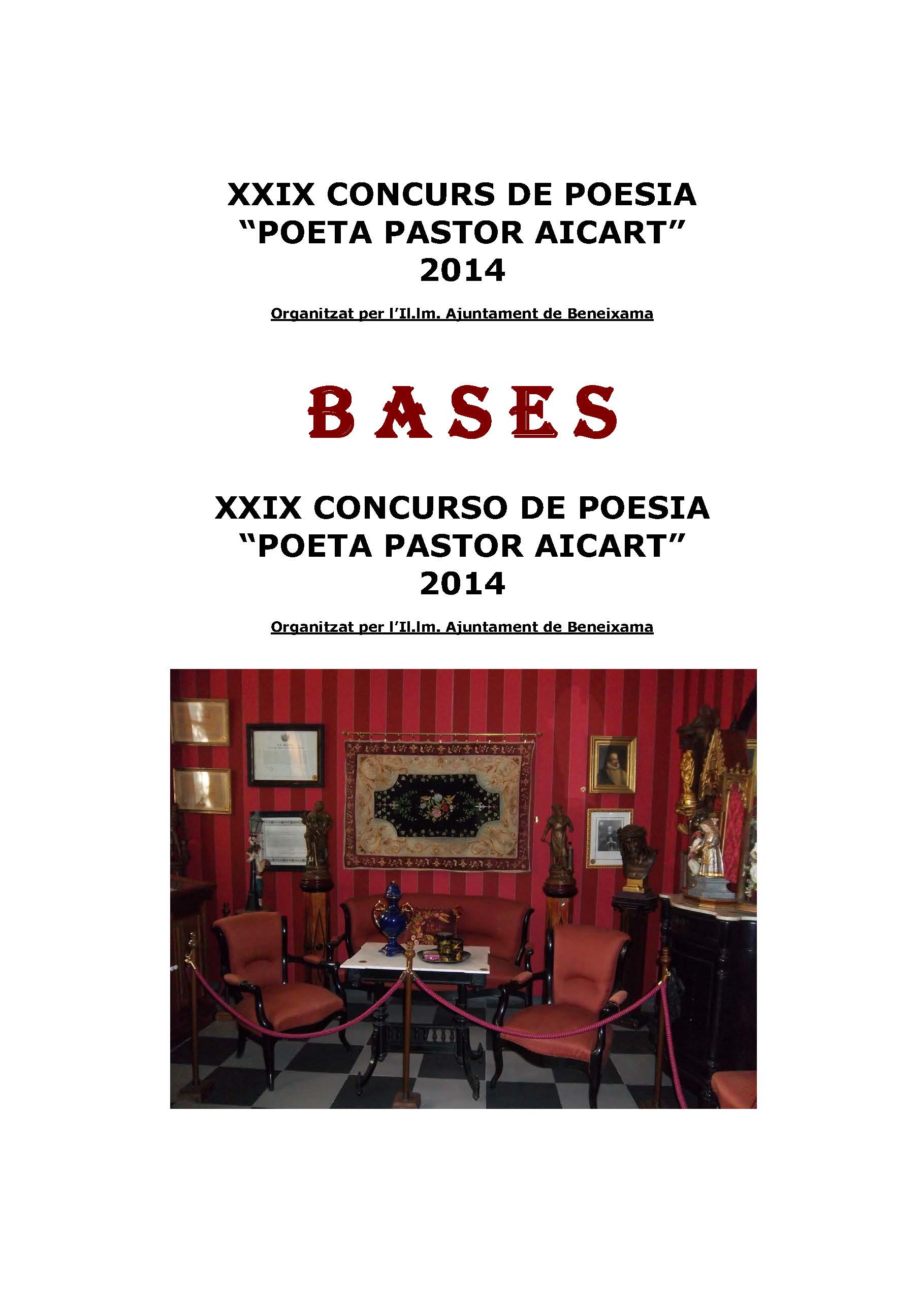 Obras premiadas en el “XXIX Concurs de Poesía Poeta Pastor Aicart”