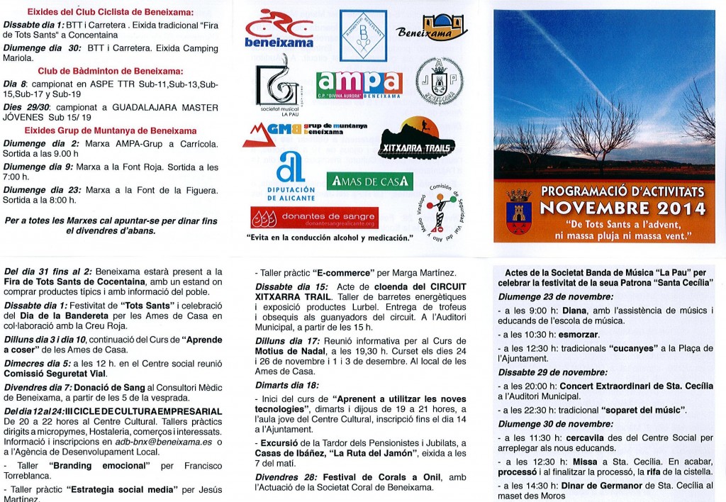 PROGRAMACIO CULTURAL MES NOVIEMBRE-