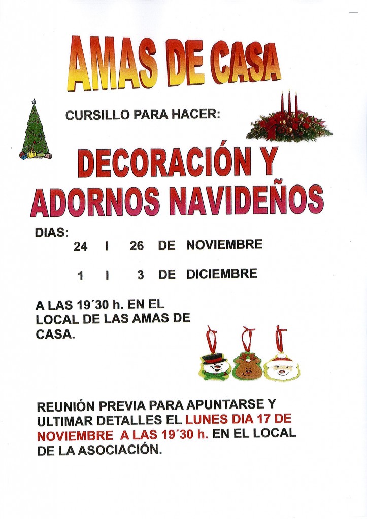 Cartel taller de decoración y adornos navideños