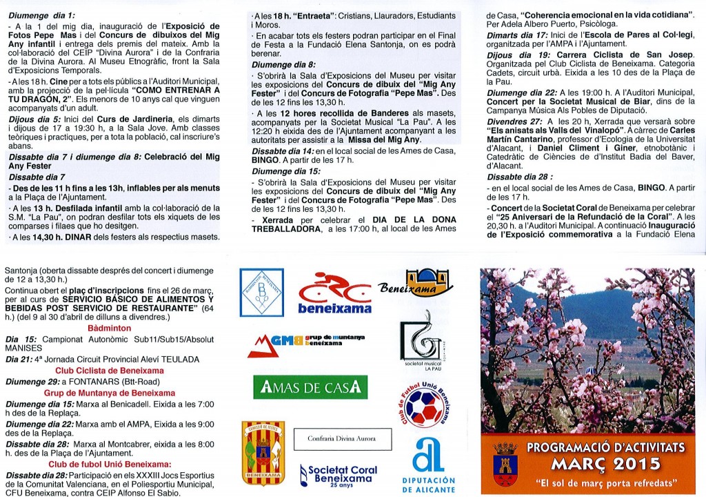 PROGRAMACION CULTURAL MES DE MARZO
