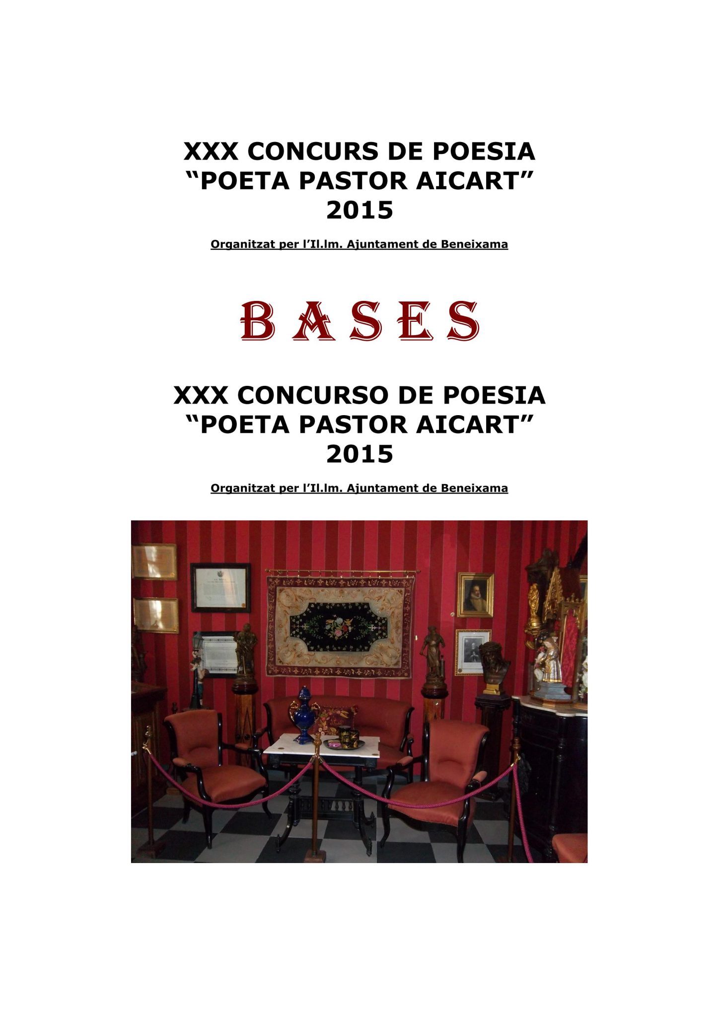 Bases XXX Concurso de Poesia “Poeta Pastor Aicart”