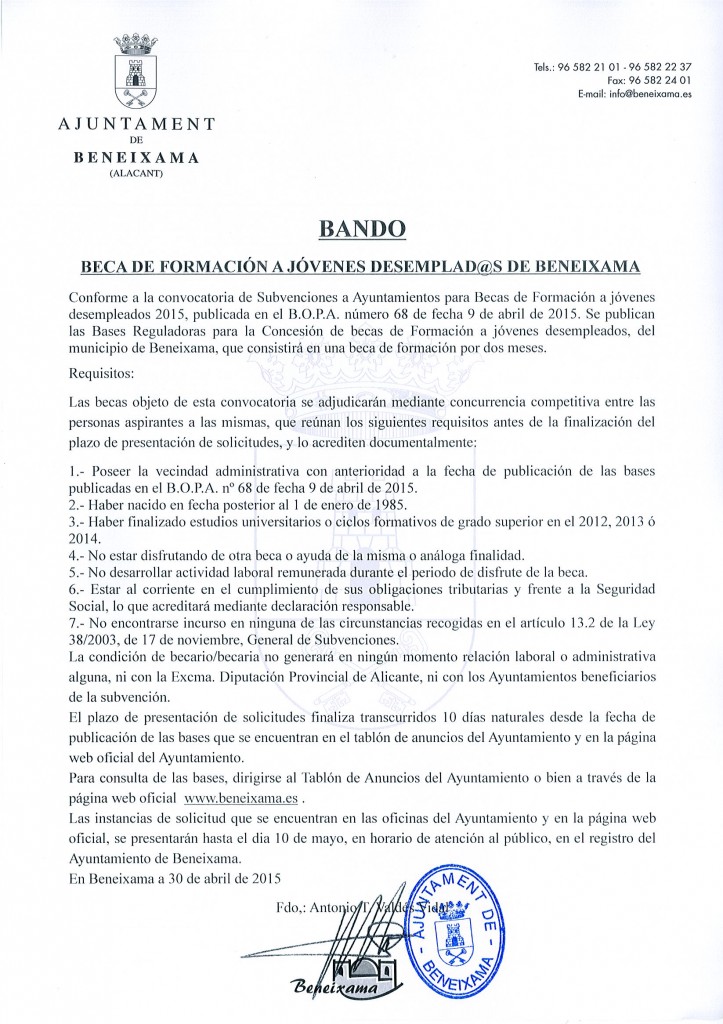 bando firmado becas
