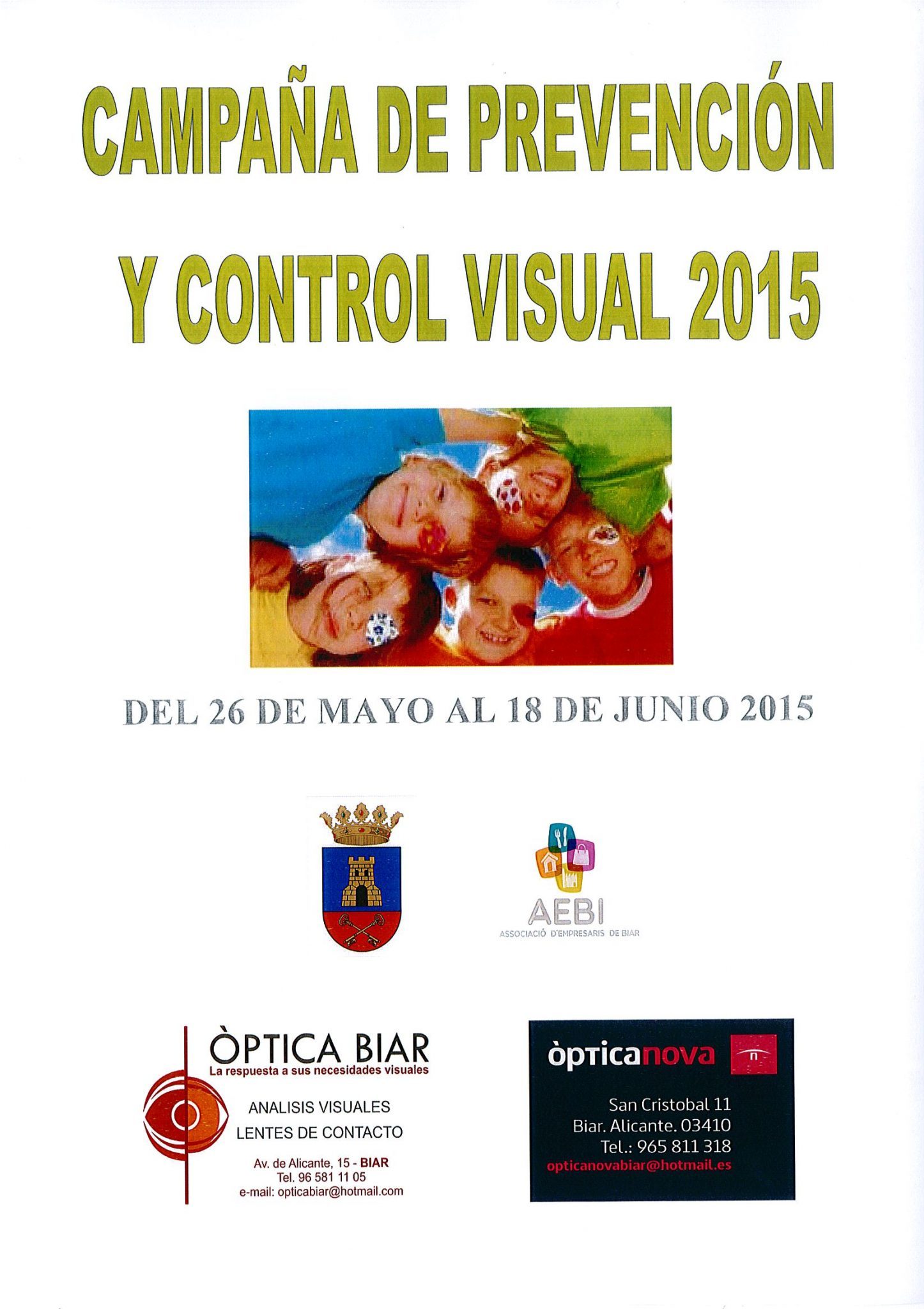 Campaña de Prevención y Control Visual de niñ@s de 8 años, del 26 de mayo al 18 de junio