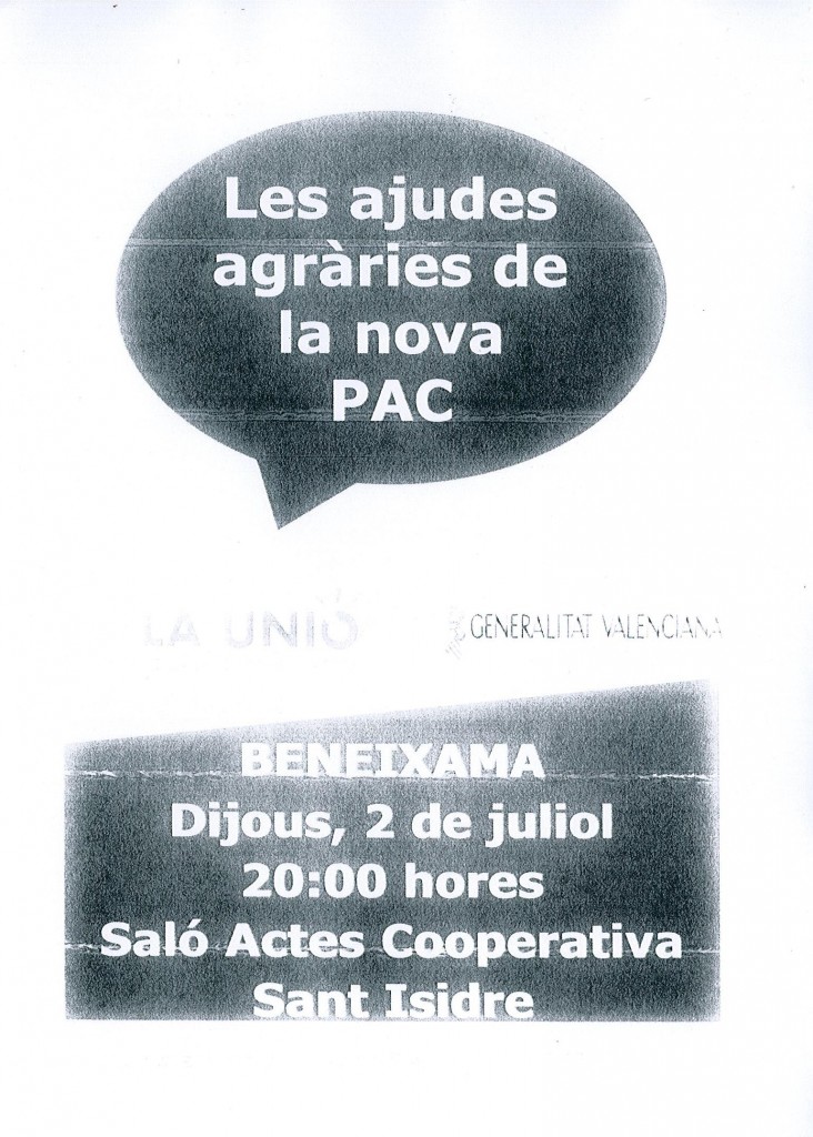 Charla informativa de la UNIO sobre les ajudes agràries de la nova PAC
