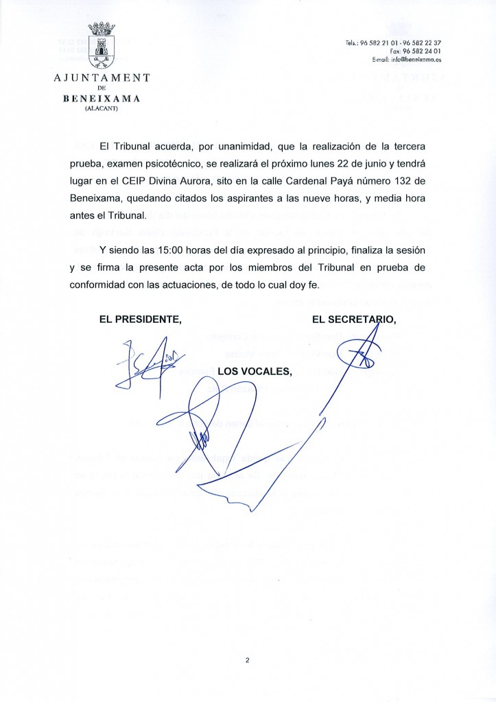 listado puntuacion test - 2