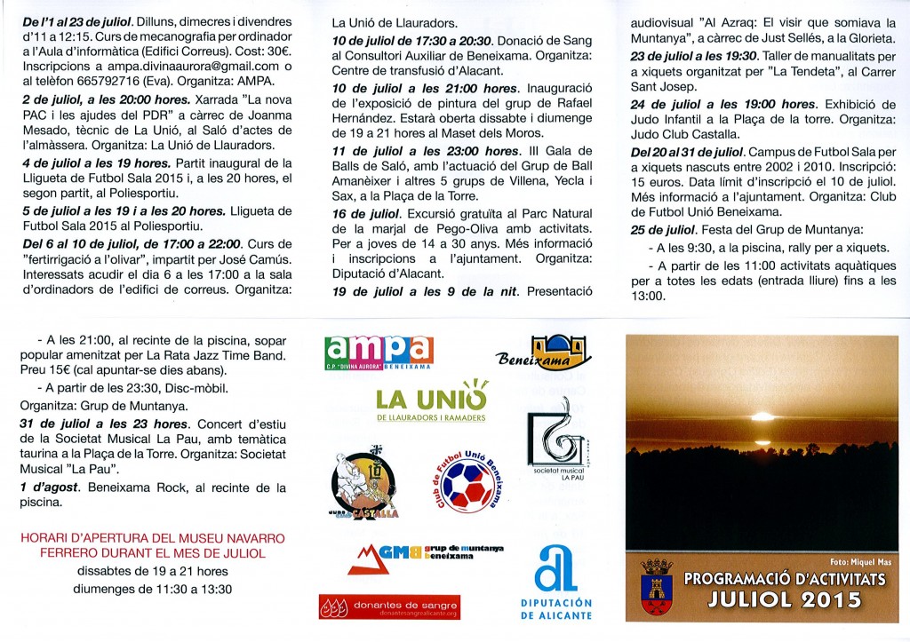 programacio mes de juliol