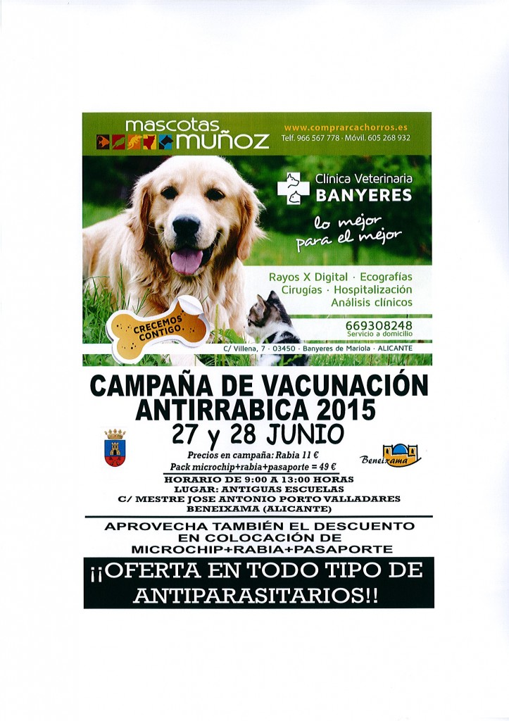 Cartel campaña de vacunación antirrábica