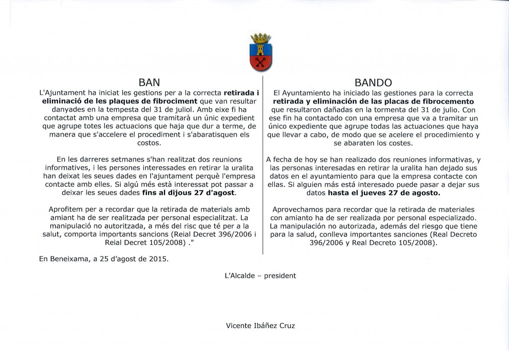Bando retirada de uralita