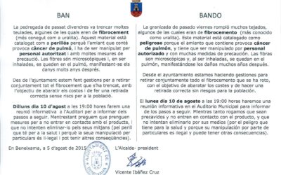 Informació important sobre retirada de fibrocement (uralita)
