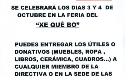 Nota informativa Asociación de las Amas de Casa para el rastrillo solidario a beneficio de Cáritas