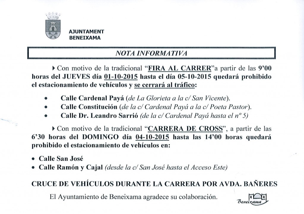 ban tall de carrers per a la fireta i carrera