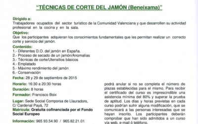 Curs gratuït de Tall de Cuixot del CdT dirigit a professionals / Curso gratuito de Corte de Jamón del CdT dirigido a profesionales