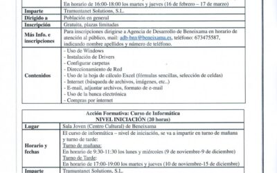 Cursos de informática gratuitos en Beneixama