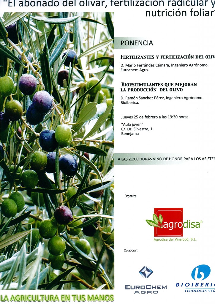 cartell xarrada "L'abonament de l'olivar, fertilització radicular i nutrició foliar"