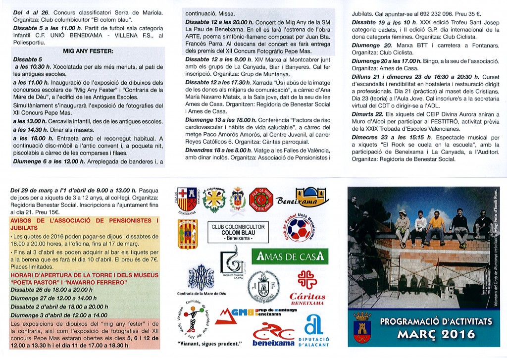 programacio d'activitats mes de març