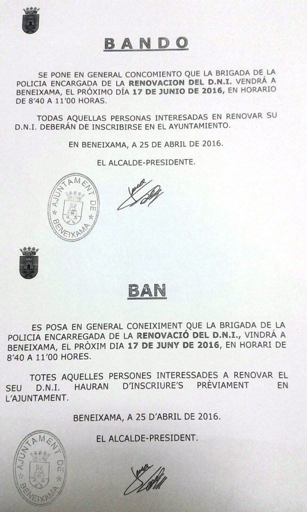 ban renovació dni