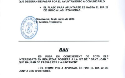 Ban Fogueres de la Nit de Sant Joan