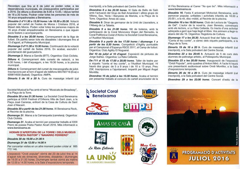 programació cultural mes de juliol