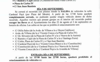 Carrers tallats per a Entraetes i Festes de Moros i Cristians