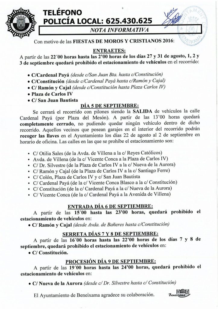 Carrers tallats Entraetes i Festes
