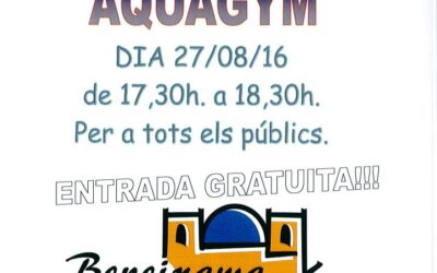 Master Class Gratuïta d’Aquagym- día 27 d’agost de 17,30 a 18,30 a la Piscina Municipal
