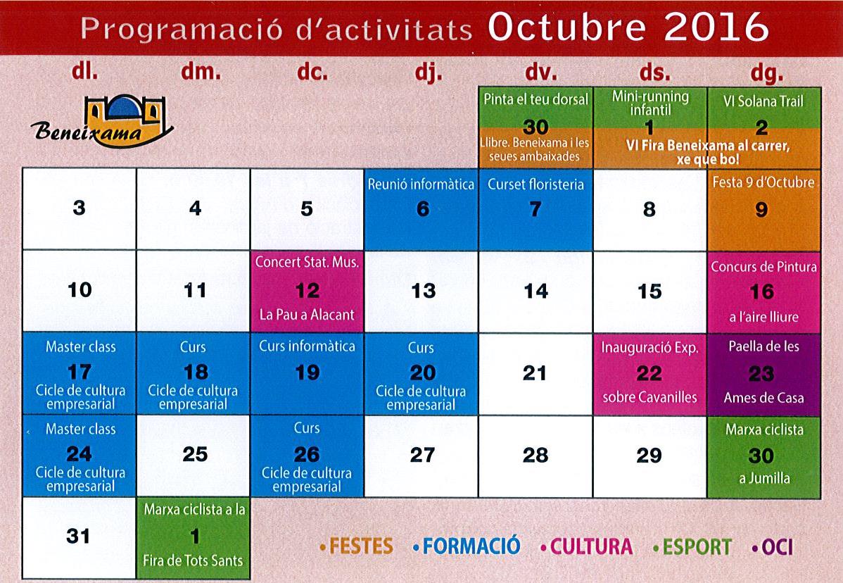 Programació d’Activitats mes d’octubre