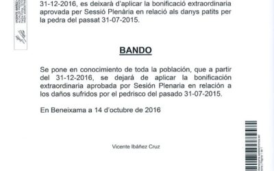 Ban bonificació danys patits per la pedra