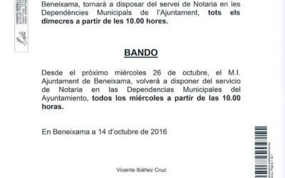 Ban Servei de Notaria a l’Ajuntament de Beneixama