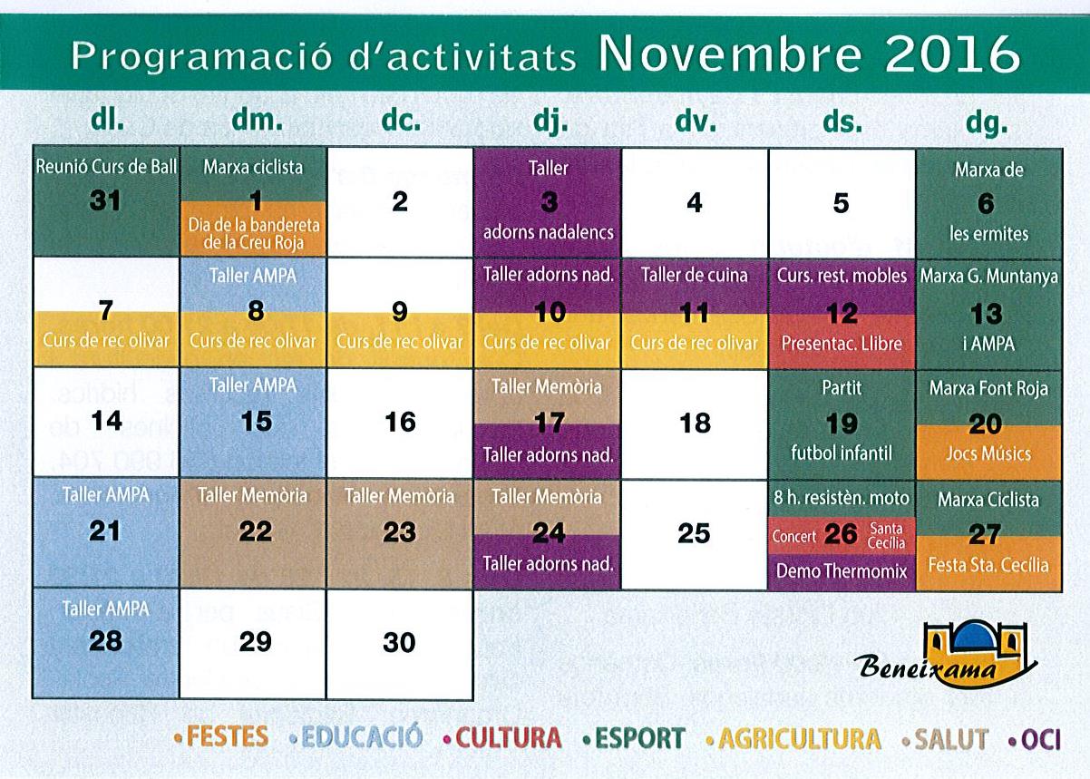 Programació d’Activitats mes de novembre