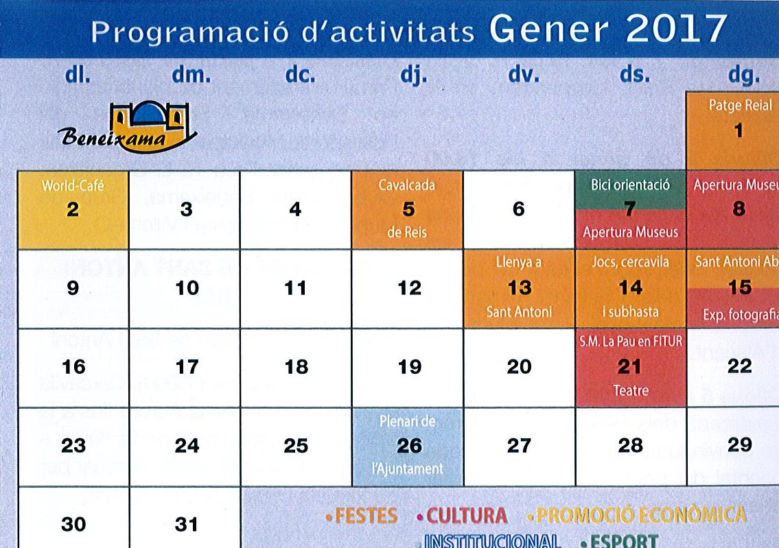 Programació d’activitats mes de gener