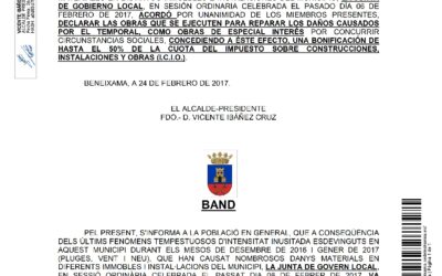 Ban Bonificació de l’Impost sobre Construccions, Intal·lacions i Obres (I.C.I.O.)