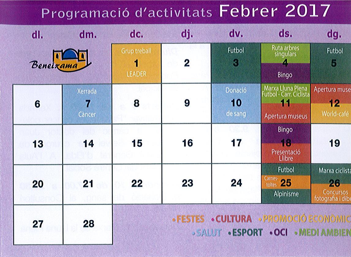 Programació d’activitats mes de febrer