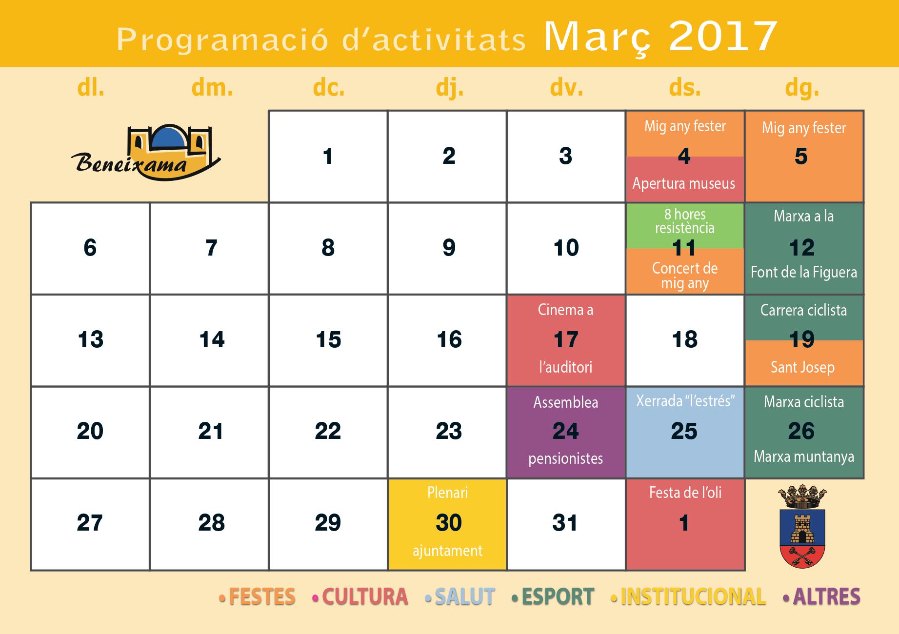 Programació d’activitats mes de març