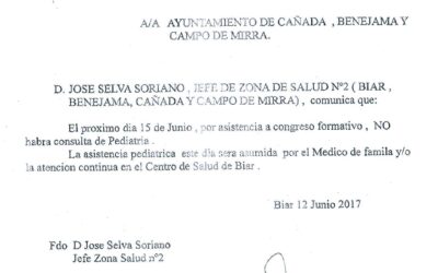 Comunicat del Centre de Salut de Biar