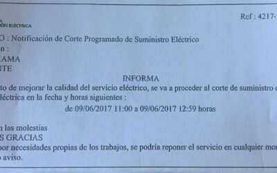 Notificació de tall de subministrament elèctric el divendres 9 de juny d’11 hores a 13 hores