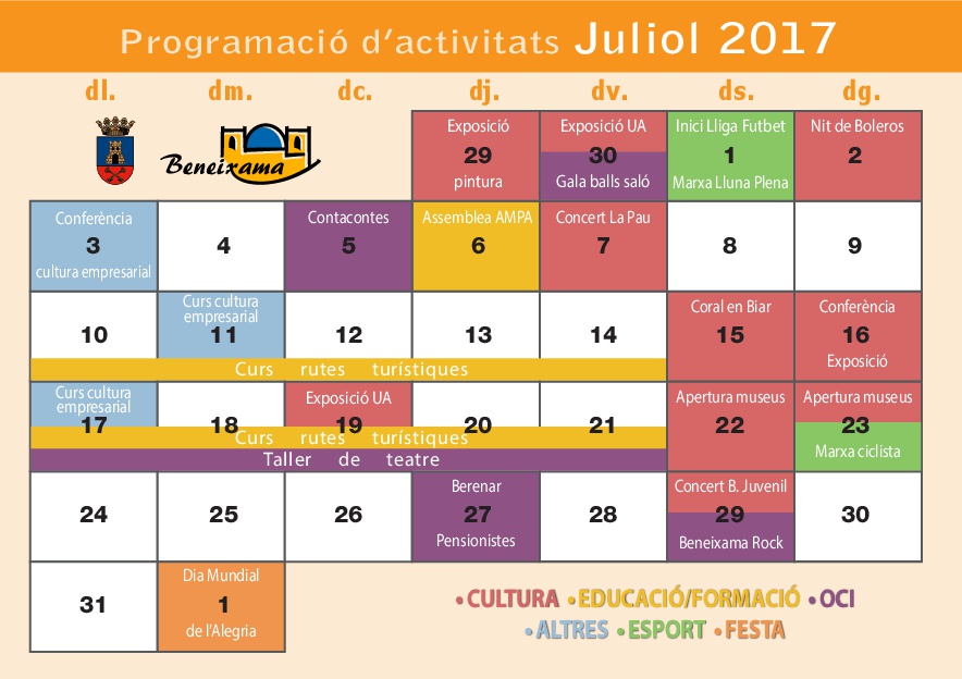 Programació d’activitats mes de juliol