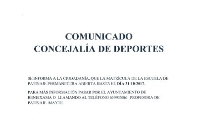 Comunicado de la Concejalía de Deportes