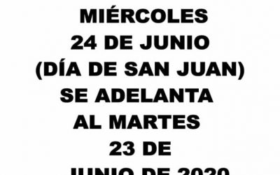 Nota informativa: Mercadillo semanal martes 23 de junio de 2020