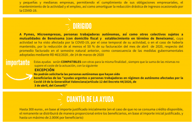 PLAN MUNICIPAL DE AYUDAS POR COVID-19 CON DESTINO A  LAS PYMES, MICROEMPRESAS Y PERSONAS TRABAJADORAS AUTÓNOMAS DE BENEIXAMA