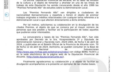 “PREMIOS FERNANDO ALBI” POR LA EXCMA.DIPUTACIÓN PROVINCIAL DE ALICANTE.