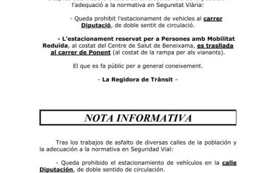 Regidoria de Trànsit -Nota informativa-