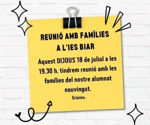 Reunión de Familias en el I.E.S Biar